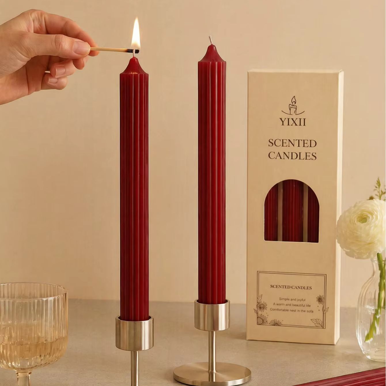 4개입 25cm 와인 레드 아로마테라피 캔들 세트, 소 - Home Fragrance Red Wine 리뷰 및 가격